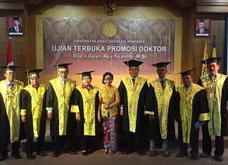 Promosi Doktor Unhi Denpasar, I Gusti Ayu Suasthi Lulus ‘’Cumlaude’’