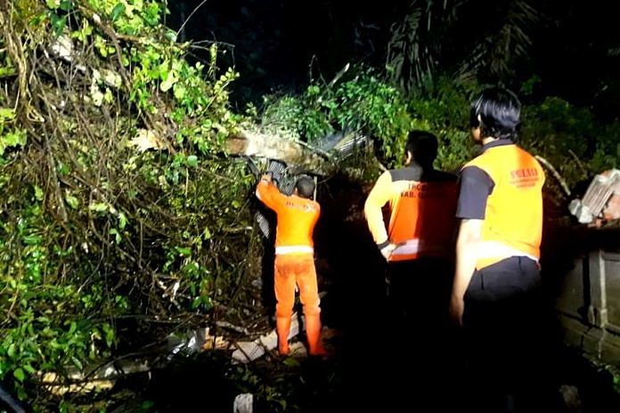 Dahan Beringin Timpa Bangunan Pura Penataran Erjeruk, Dua Orang Luka 1