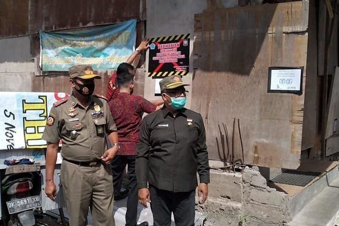 Tim Yustisi Kota Denpsar Segel Bangunan Tanpa Izin Dan Sidak Masker 1