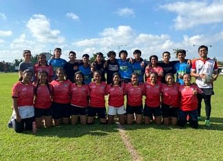Tim Rugby PON Putri Latih Tanding Lawan Putra