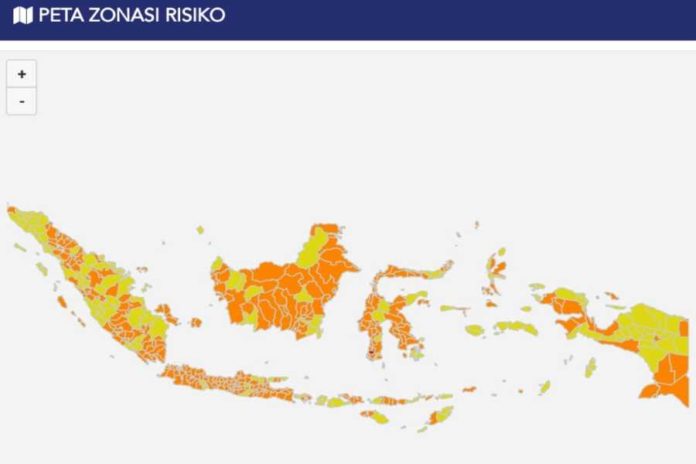 Risiko Penyebaran COVID 19 Nasional Memburuk, Satu Kabupaten Masuk Zona Merah 1
