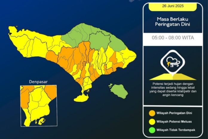 Prakiraan Cuaca 26 Juni 2025, Sejumlah Wilayah Di Bali Masih Berpotensi Hujan 1