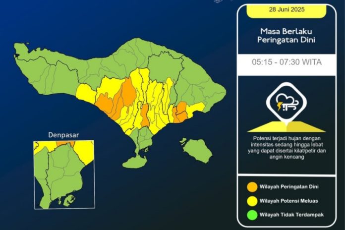 Prakiraan Cuaca 28 Juni 2025, Sejumlah Kabupaten Di Bali Berpotensi Hujan 1