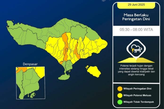 Prakiraan Cuaca 29 Juni 2025, Tiga Kabupaten Berpotensi Hujan Lebat 1