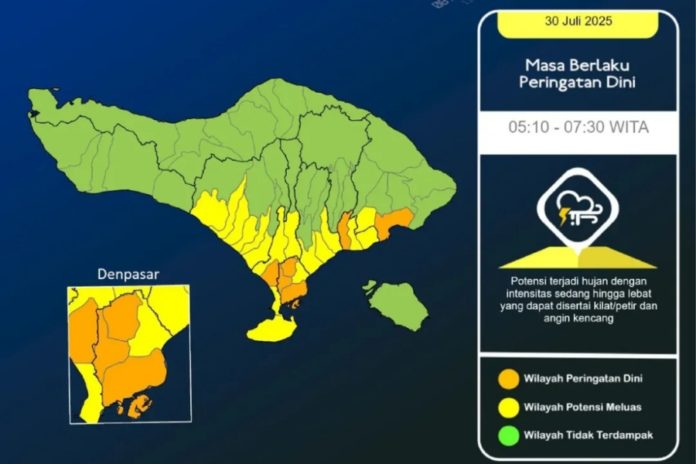 4 Kabupaten/kota Berpotensi Hujan, Cek Prakiraan Cuaca Bali 30 Juli 2025 1