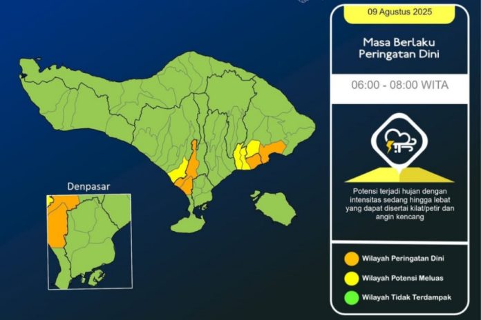 Tiga Kabupaten Berpotensi Hujan, Ini Prakiraan Cuaca Bali 9 Agustus 2025 1