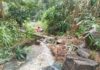 Bencana tanah longsor menutup akses jalan ke Bukit Abah Desa Besan dan hingga kini belum tertangani. (BP/istimewa)