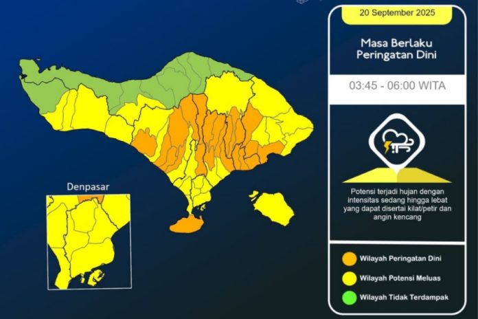 Potensi Hujan Di 6 Kabupaten, Cek Prakiraan Cuaca Bali 20 September 2025 1