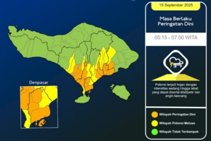 Potensi Hujan Ringan, Cek Prakiraan Cuaca Bali 15 September 2025 1