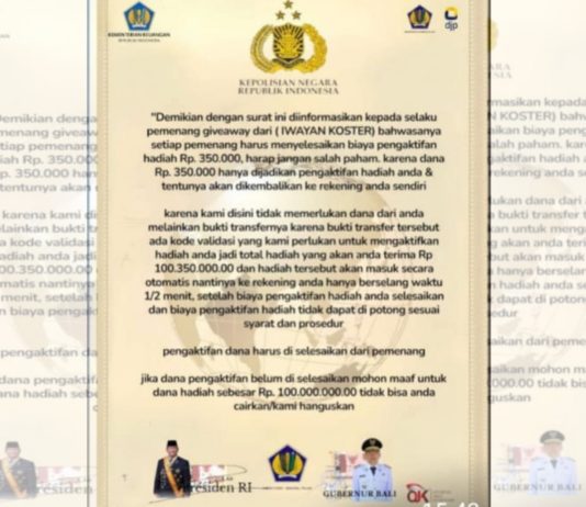 Warga Diminta Waspada! Penipuan ‘Giveaway’ Mengatasnamakan Gubernur Bali
