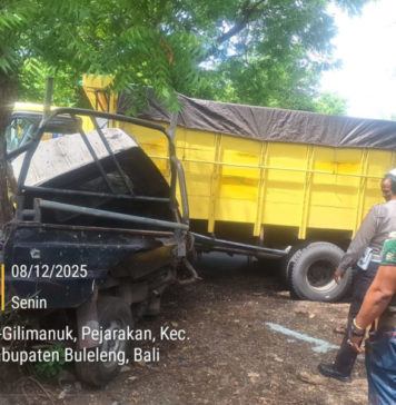 Sopir Diduga Ngantuk, Truk Tabrak Pick Up Terparkir di Pejarakan