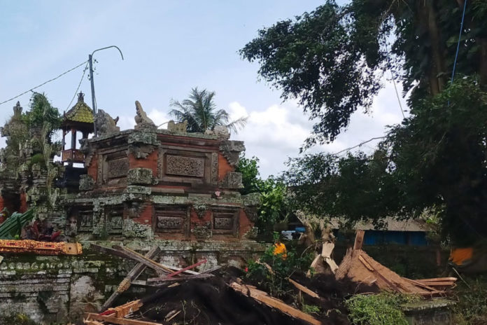 Dahan Beringin Patah Rusak Bale Kulkul Di Pura Puser Tasik 1