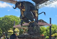 Ogoh-ogoh Juara Kecamatan Meriahkan Alun-Alun Kota Gianyar