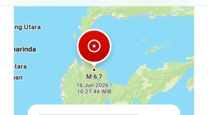 Gempa Darat Bermagnitudo 6,7 Guncang Palu