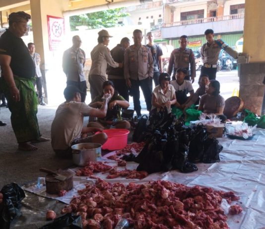Hari Raya Galungan dan Kuningan, Polres Karangasem Potong Empat Ekor Babi