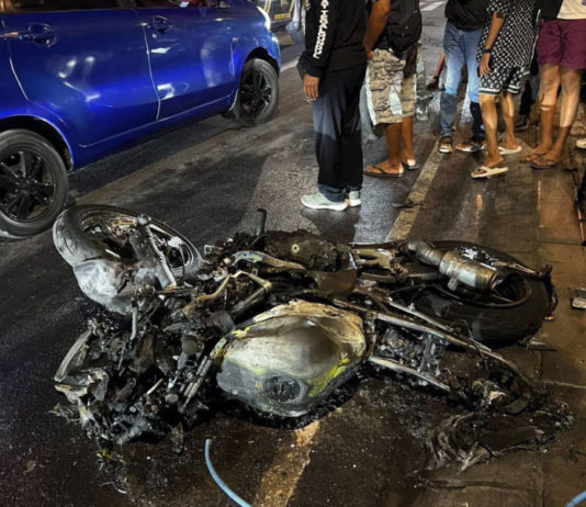 Ngebut di Berawa, Motor Bule Ukraina Terseret dan Terbakar