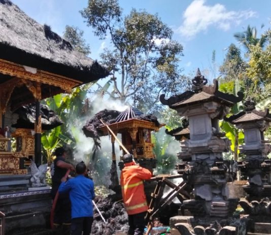 Bakar Sampah Pohon Kering, Atap Sanggah Kemulan di Payangan Hangus Terbakar