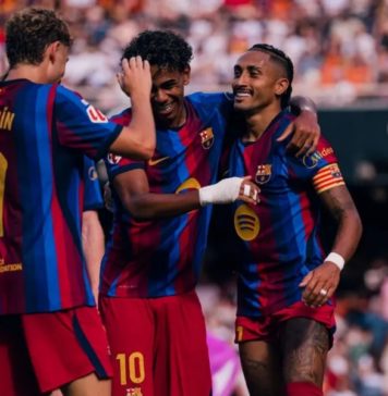 Barcelona Bantai Valencia di Mestalla, Yamal Cetak Brace