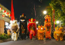 Belasan Barongsai Meriahkan Piodalan Pura Sri Sedana dan Cong Poo Kong Bio Gianyar